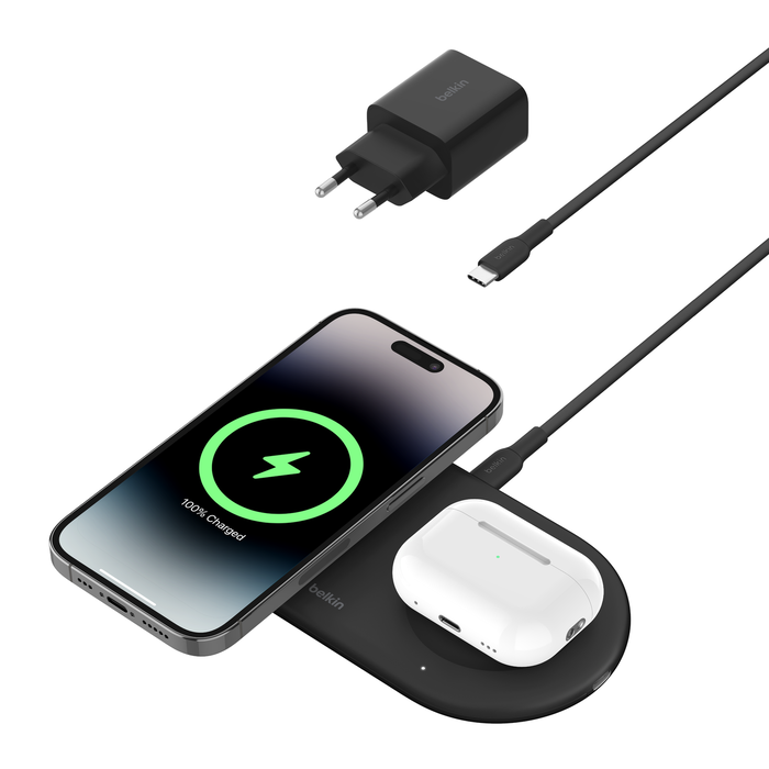 Belkin Station de recharge 2-en-1 Qi2 - Noir