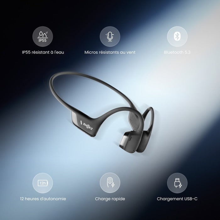 Shokz Casque Bluetooth à Conduction Osseuse & Aérienne OpenRun Pro 2