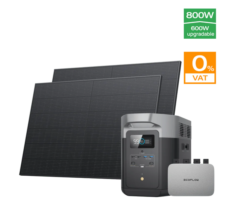 Ecoflow Pack Spécial : Micro-onduleur 600W + Delta MAx 2000 + 2x panneaux solaires rigides (400W)