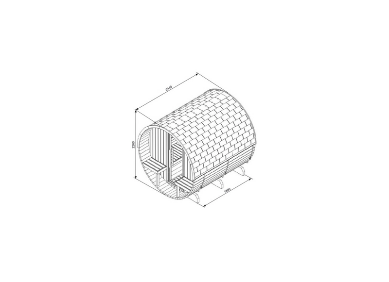 HARVIA SAUNA TONNEAU KASKI 240 PANORAMA CANOPY HRA-080-0234