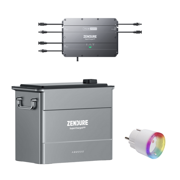 ZENDURE-bundel: SolarFlow HUB 2000 + AB2000 draagbare batterij = 1 GRATIS Shelly Plus S-aansluiting