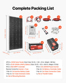 VEVOR Kit Solaire Complet Hors Réseau 800 W 12 V 4 Panneaux Solaires Monocristallins 200 W, Batterie LiFePO₄ 12,8 V 300 Ah, Contrôleur de Charge MPPT 60 A, Onduleur 2000 W, pour Camping-car, Maison - image 8