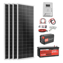 VEVOR Kit Solaire Complet Hors Réseau 400 W 12 V 4 Panneaux Solaires Monocristallins 100 W, Batterie LiFePO₄ 12,8 V 200 Ah, Contrôleur de Charge MPPT 40 A, Onduleur 2000 W, pour Camping-car, Maison