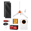 VEVOR Kit d'Énergie Éolienne et Solaire 12 V 600 W, 2 Panneaux Monocristallins 100 W, Éolienne 400 W, Batterie LiFePO₄ 12,8 V 100 Ah, Onduleur Solaire Hybride 1000 W pour Camping-car, Bateau, Maison