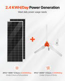 VEVOR Kit d'Énergie Éolienne et Solaire 12 V 600 W, 2 Panneaux Monocristallins 100 W, Éolienne 400 W, Batterie LiFePO₄ 12,8 V 100 Ah, Onduleur Solaire Hybride 1000 W pour Camping-car, Bateau, Maison - image 3