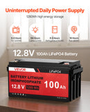 VEVOR Kit d'Énergie Éolienne et Solaire 12 V 600 W, 2 Panneaux Monocristallins 100 W, Éolienne 400 W, Batterie LiFePO₄ 12,8 V 100 Ah, Onduleur Solaire Hybride 1000 W pour Camping-car, Bateau, Maison - image 7