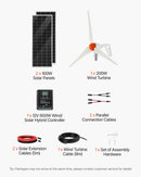 VEVOR Kit d'Énergie Éolienne et Solaire 12 V 400 W, 2 Panneaux Solaires Monocristallins 100 W, avec Éolienne 200 W, Contrôleur de Système Hybride MPPT pour Hors Réseau, Camping-car, Bateau, Maison - image 8