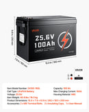 VEVOR Batterie Lithium LiFePO4 24 V 100 Ah 4000+ Cycles BMS 100 A Intégré pour Camping-cars, Moteurs de Pêche Traîne, Systèmes Solaires, Connexion 8P2S, 2560 Wh, Protection contre Basses Températures - image 7