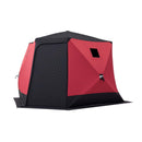 VEVOR Tente Pêche Glace Isolée 6-8 Personnes 3,3x3,3x2 m Abri Pop-Up Rouge pour Hiver, Lac et Étang Gelés, Surface 6,75 m², Tissu 600D 4 Couches, Portable 5 Côtés, avec Ancrages, Cordes, Sac Transport - image 10