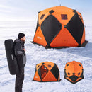 VEVOR Tente Pêche Glace Isolée 6-8 Personnes 3,47x1,74x2,3 m Abri Pop-Up pour Hiver, Lac et Étang Gelés, Surface 7,82 m², Tissu 600D 4 Couches, Portable Cubique, avec Ancrages, Cordes, Sac Transport