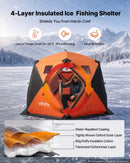 VEVOR Tente Pêche Glace Isolée 6-8 Personnes 3,47x1,74x2,3 m Abri Pop-Up pour Hiver, Lac et Étang Gelés, Surface 7,82 m², Tissu 600D 4 Couches, Portable Cubique, avec Ancrages, Cordes, Sac Transport - image 3
