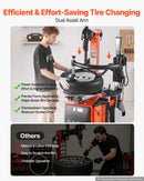 VEVOR Démonte-Pneu 1100W Machine à Pneus avec Bras d'Assistance Indépendant, Serrage Extérieur 12"-22", Intérieur 12"-26", Largeur de Jante Jusqu'à 15", Commande à Pédale, Atelier Réparation et Garage - image 4