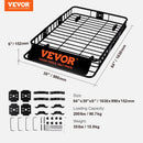 VEVOR Porte-Bagage pour Voiture 1630×990×152 mm Extensible 90,7 kg Panier de Toit en Acier Galerie de Toit Universelle Aérodynamique pour Transporter Vélos Matériels de Camping SUV Véhicules Voyage - image 8
