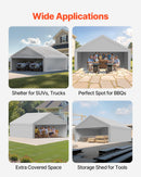 VEVOR Toile Rechange Carport, 6x6 m, Bâche Toit Abri Voiture, Couverture Tente Garage Portable, Résistante UV Imperméable, avec Parois Latérales, Cordons Élastiques à Billes, Gris, Cadre Non Inclus - image 7