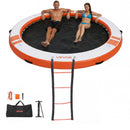 VEVOR Quai Flottant Gonflable Rond Plateforme de Quai Gonflable 3,05 m pour Piscine Plage Mer Réunions Famille Sorties Amis Activités Nautiques avec Sac de Transport Portable, Échelle Amovible, Orange