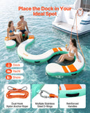 VEVOR Quai Flottant Gonflable 4,57x1,83 m Plateforme de Quai Gonflable pour Piscine Plage Mer Lac Réunions de Famille Sorties Amis Activités Nautiques avec Sac de Transport Portable, Échelle Amovible - image 5