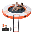 VEVOR Quai Flottant Gonflable Rond Plateforme de Quai Gonflable 2,44 m pour Piscine Plage Mer Réunions Famille Sorties Amis Activités Nautiques avec Sac de Transport Portable, Échelle Amovible, Orange