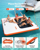 VEVOR Quai Flottant Gonflable 3,05x3,05 m Plateforme de Quai Gonflable pour Piscine Plage Mer Lac Réunions de Famille Moments de Détente entre Amis avec Sac de Transport Portable, Échelle Amovible - image 5