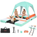 VEVOR Quai Flottant Gonflable 3,05x1,83 m Plateforme de Quai Gonflable pour Piscine Plage Mer Lac Réunions de Famille Sorties Amis Activités Nautiques avec Sac de Transport Portable, Échelle Amovible