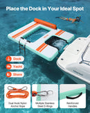 VEVOR Quai Flottant Gonflable 2,44x1,83 m Plateforme de Quai Gonflable pour Piscine Plage Mer Moments Détente Famille Amis, avec Sac Transport Portable, Échelle Amovible, Rampe Sous-marine pour Chien - image 5