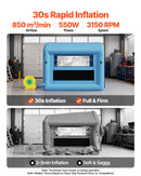 VEVOR Cabine de Peinture Gonflable 3x2,5x2,5 m, Tente de Pulvérisation pour Voiture avec Ventilateur de 550 W et Système de Filtration d'Air, Toit Rond avec Crochet, Garage Atelier Automobile, Bleu - image 5