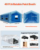 VEVOR Cabine de Peinture Gonflable de 12x5x4 m, Tente de Pulvérisation pour Voiture avec Ventilateur de 750 W et Système de Filtration d'Air, Toit Triangulaire, pour Garage Atelier Automobile - image 3