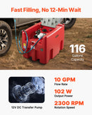 VEVOR Réservoir Diesel Essence Portable 440 L Cuve de Ravitaillement 37,8 L/min Pompe de Transfert 12 V, Tuyau 4 m, Pistolet de Ravitaillement Auto, Réservoir pour Transfert Transport Carburant, Rouge - image 4