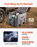 VEVOR Réservoir Diesel Portable 220 L Cuve de Ravitaillement 40 L/min avec Pompe de Transfert Électrique 12 V Tuyau en Caoutchouc 4 m Réservoir de Transfert Diesel pour Transport de Carburant, Gris - image 4