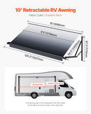 VEVOR Auvent de Voiture Camping-car Caravane Latéral 306,6 cm, Pare-soleil Imperméable et Rétractable, en PVC avec Cadre en Alliage d'Aluminium, Réglage Électrique, Voyage, Camping, Noir Dégradé - image 8