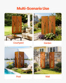 VEVOR Panneau Brise Vue Extérieur Métal 50x160 cm Paravent Extérieur Décoratif Autoportant, Séparation de Jardin, Écran d'Intimité, Acier au Carbone, Piquets de Sol, Motifs Naturels Ajourés, Lot de 2 - image 7
