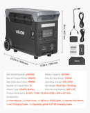 VEVOR Station Électrique Portable 3000 W Générateur Solaire Portable 3072 Wh Batterie Secours LiFePO4 pour Urgence Domestique, Camping, Voyage Camping-car, 13 Ports Sortie, Panneau Solaire Non Inclus - image 8