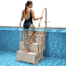 VEVOR Escalier de Piscine en Plastique avec 2 Rampes, 4 Marches Antidérapantes, Capacité de Charge 181,4 kg, pour Piscines Creusées Hors Sol 122-137 cm, Terrasse, Maison, Intérieur, Extérieur, Taupe