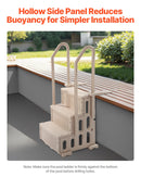 VEVOR Escalier de Piscine en Plastique avec 2 Rampes, 3 Marches Antidérapantes, Capacité de Charge 181,4 kg, pour Piscines Creusées Hors Sol 91,4-122 cm, Terrasse, Maison, Intérieur, Extérieur, Taupe - image 5