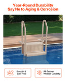 VEVOR Escalier de Piscine en Plastique avec 2 Rampes, 3 Marches Antidérapantes, Capacité de Charge 181,4 kg, pour Piscines Creusées Hors Sol 91,4-122 cm, Terrasse, Maison, Intérieur, Extérieur, Taupe - image 6