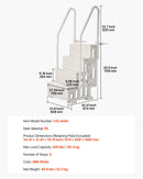 VEVOR Escalier de Piscine en Plastique avec 2 Rampes, 4 Marches Antidérapantes, Capacité de Charge 181,4 kg, Escaliers pour Piscines Creusées 122-137 cm, Terrasse, Maison, Intérieur, Extérieur, Blanc - image 8