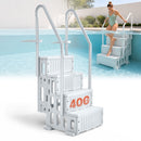 VEVOR Escalier de Piscine en Plastique avec 2 Rampes, 4 Marches Antidérapantes, Capacité de Charge 181,4 kg, pour Piscines Creusées 122-137 cm, Terrasse, Jardin, Maison, Intérieur, Extérieur, Gris