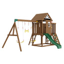 VEVOR Kit Portique Balançoire en Bois 9-en-1, Aire de Jeux avec 2 Balançoires, Barre Trapèze, Toboggan, Grand Fort Supérieur avec Jouets de Cuisine, Échelle Plate, Mur d'Escalade, Table de Pique-Nique - image 12