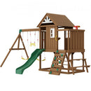 VEVOR Kit Portique Balançoire en Bois 9-en-1, Aire de Jeux avec 2 Balançoires, Barre Trapèze, Toboggan, Grand Fort Supérieur avec Jouets de Cuisine, Échelle Plate, Mur d'Escalade, Table de Pique-Nique - image 2
