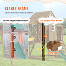 VEVOR Kit Portique Balançoire en Bois 9-en-1, Aire de Jeux avec 2 Balançoires, Barre Trapèze, Toboggan, Grand Fort Supérieur avec Jouets de Cuisine, Échelle Plate, Mur d'Escalade, Table de Pique-Nique - image 5