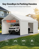 VEVOR Tente Garage, 3,65 x 6,09 m, Carport Abri de Voiture Extérieur avec Parois Latérales Amovibles et Portes, Résistant aux UV et à l'Eau, Protection Toutes Saisons pour Automobile et Bateau, Blanc - image 3