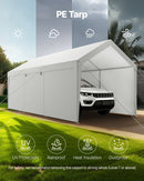 VEVOR Tente Garage, 3,65 x 6,09 m, Carport Abri de Voiture Extérieur avec Parois Latérales Amovibles et Portes, Résistant aux UV et à l'Eau, Protection Toutes Saisons pour Automobile et Bateau, Blanc - image 7