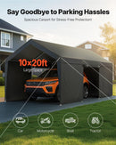 VEVOR Tente Garage, 3,05 x 6,09 m, Carport Abri de Voiture Extérieur avec Parois Latérales Amovibles et Portes, Résistant aux UV et à l'Eau, Protection Toutes Saisons pour Automobile et Bateau, Gris - image 3