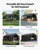 VEVOR Tente Garage, 3,05 x 6,09 m, Carport Abri de Voiture Extérieur avec Parois Latérales Amovibles et Portes, Résistant aux UV et à l'Eau, Protection Toutes Saisons pour Automobile et Bateau, Gris - image 4