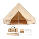 VEVOR Tente Cloche en Toile 4 m Tente de Yourte 4 Saisons Tente de Camping Familial avec Trou de Poêle à Bois, Sacs de Rangement pour Glamping Jusqu'à 6 Personnes, Groupes en Plein Air, Fête, Chasse