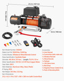 VEVOR Treuil Électrique 12 V CC 5400 kg avec Corde Synthétique Φ 9,1 mm x 23 m, Télécommande sans Fil et Filaire, Étanchéité IP55, pour Remorquage SUV, Jeep, Remorque, Bateau, Véhicule Tout-terrain - image 8