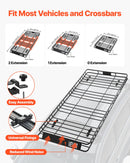 VEVOR Porte-bagage pour voiture 2120 x 990 x 105 mm, panier de toit universel en acier allié avec sac de chargement de 200 x 100 x 260 mm, filet et sangles à cliquet, charge 113,4 kg, pour SUV Camion - image 4