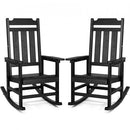 VEVOR Chaise à bascule, lot de 2, chaise berçante d'extérieur HIPS, charge 181,44 kg, fauteuil de relaxation à dossier haut avec accoudoirs lisses, pour jardin, balcon, porche, terrasse, patio, noir - image 2