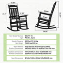 VEVOR Chaise à bascule, lot de 2, chaise berçante d'extérieur HIPS, charge 181,44 kg, fauteuil de relaxation à dossier haut avec accoudoirs lisses, pour jardin, balcon, porche, terrasse, patio, noir - image 8
