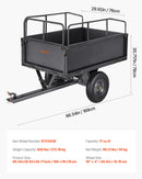 VEVOR Remorque à Benne Basculante, 481 L, Remorque de Tracteur Tondeuse à Gazon de Jardin en Acier, Capacité de Charge 272 kg, avec Pneus 40,64 cm, Chariot de Transport à Déversement, pour VTT, UTV - image 8