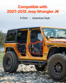 VEVOR Tube porte pour Jeep, 4 portes, porte tubulaire pour Jeep de style aventure avec charnières robustes, loquet OE, coussinets en caoutchouc et tube en acier trempé, pour Jeep Wrangler JK 2007-2018 - image 3